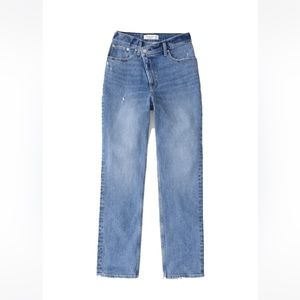 Abercrombie Curve Love High Rise 90’s Straight Jean with Criss-Cross Waistband